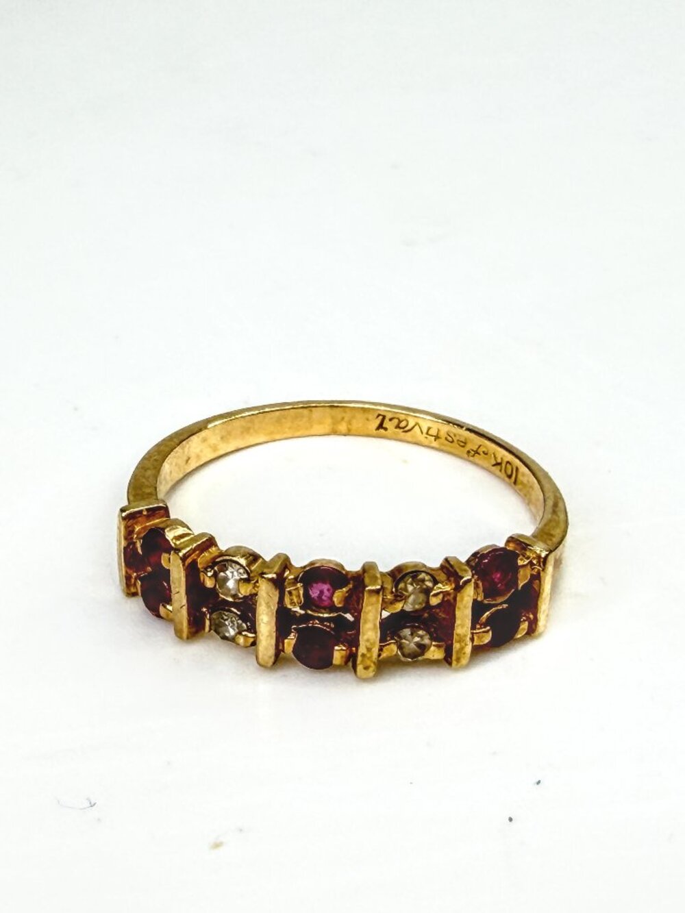 Antique Early 20th Century 14k gold Ruby Diamond Band Ring 1.8f s6.5 JR2063
